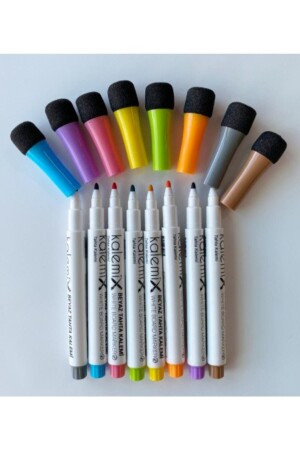 Yazı Tahtası Kalemi Seti - 8 Renk Mıknatıslı Kalem- Statik Akıllı Kağıt Tahta Kalemi - 1