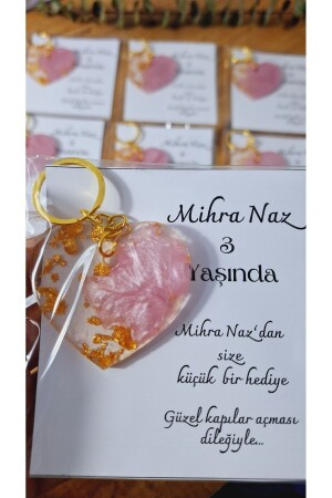 Yazı Tasarımlı Kalpli Anahtarlık Mevlüt- Kuran Okuma- Doğum Günü- Bebek Hediyelik 10 Adet - Sevgiliatolyemm