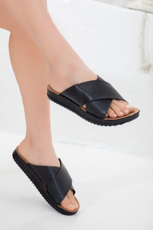 Yazlık Ev Sokak Plaj Terliği Çapraz Siyah - Pnr Terlik