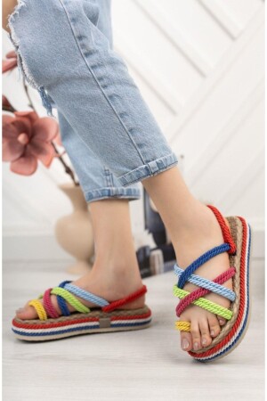 Yazlık Hasır Parmak Arası Kadın Sandalet hasırifs - 1