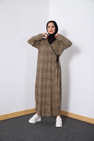 Yazlık Yandan Bağlamalı Namaz Elbisesi Leopar Desenli - Kutay Collection