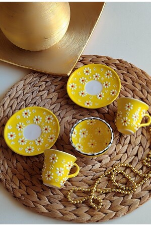 Yellow Daisy 2-Personen-Kaffeetassen-Set und Schüssel pap01 - 3