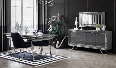 غرفة الطعام الفاخرة الرمادية - Cadde Yıldız