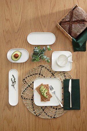 Yeni Mısra 30 Parça 6 Kişilik Porselen Kahvaltı Servis Takımı Beyaz - Emsan