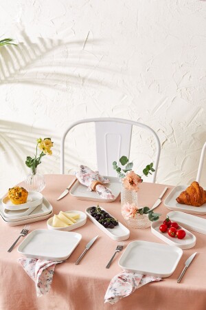 Yeni Mısra Porselen 12 Parça 6 Kişilik Kahvaltı Servis Takımı Beyaz - Emsan