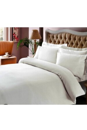 Satin-Bettbezug-Set für King-Size-Betten der neuen Saison – gestreift/weiß TYC00820106398 - Taç