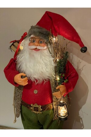 Yeni Yıl Hediyesi Dekoratif Işıklı Noel Baba Yılbaşı Çalı Çırpı Toplamış Noel Baba, 70cm MDJ-875E - 3