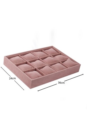 Yerli Üretim Tokyo Model Süet Kumaş Pembe 34-24 Cm Yastıklı Çekmece Içi Yastıklı Saat Ve Takı Kutusu AD1201902118 - Genel Markalar