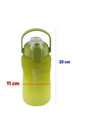 Yeşil Motivasyon Matarası Pipetli Çocuk Sporcu Su Şişesi 1.5 Litre Sızdırmaz Suluk 1500 Cc - 2