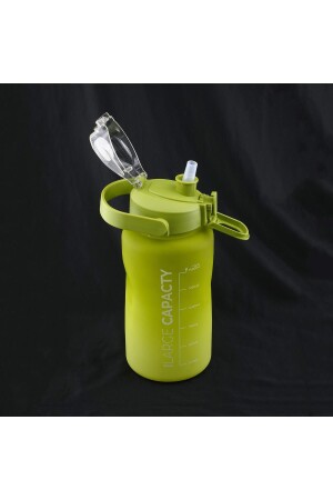 Yeşil Motivasyon Matarası Pipetli Çocuk Sporcu Su Şişesi 1.5 Litre Sızdırmaz Suluk 1500 Cc - 4