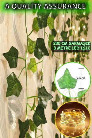 Yeşil Yapraklı 230 Cm Yapay Sarmaşık Peri Led Işık 3 Metre Gün Işığı - 2