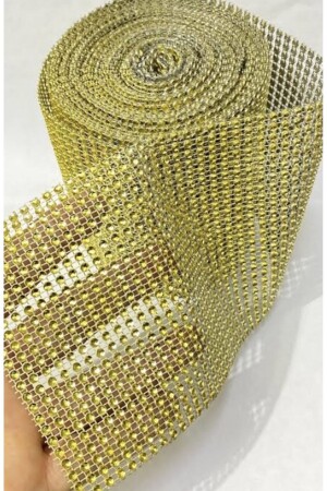 YILBAŞI 24 Sıra Plastik Içi Boş Taş Görünümlü Gofret Şerit Gold Renk 1 Metre - 5