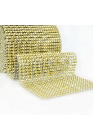 YILBAŞI 24 Sıra Plastik Içi Boş Taş Görünümlü Gofret Şerit Gold Renk 1 Metre - 6
