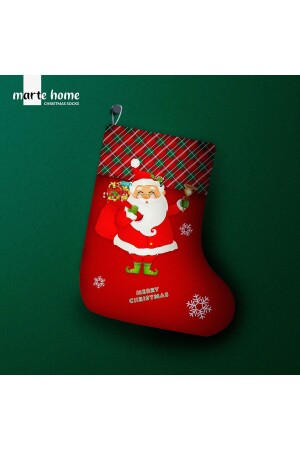 Yılbaşı Christmas Desenli Dekoratif Kesesi Noel Çorabı - 1