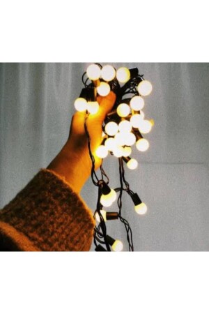 Yılbaşı Dekorasyon Ağaç Işığı 4 Metre Animasyonlu 20 Ledli Beyaz Kablo Fişli Günışığı Top Led Işık - 2