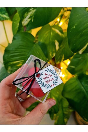 Yılbaşı Hediyesi Notlu Kutulu Kırmızı Küçük Bubble El Yapımı Dekoratif Tasarım Mum - Verda Desing