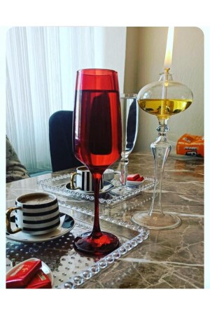 Yılbaşı Kırmızı 6 Adet Şampanya Bardağı 195cc MG-440257 - Paşabahçe