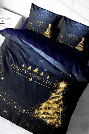 Yılbaşı Nevresim Takım %100 Doğal Pamuk Merry Christmas Çift Kişilik Tree monohome0439YB - Monohome