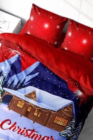 Yılbaşı Nevresim Takımı (Lastikli Çarşaflı) Çift Kişilik %100 Pamuk Saten Dream MONOHOME41267 - Monohome