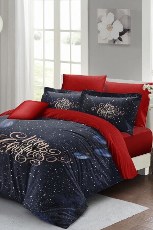 Yılbaşı Nevresim Takımı (Lastikli Çarşaflı) Çift Kişilik %100 Pamuk Saten Dream Noel MONOHOME41083 - Monohome