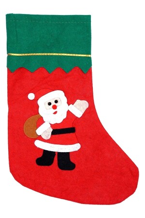 Yılbaşı Süsü Hediye Çorabı Kırmızı 35 Cm Noel Baba Çorabı Yılbaşı Hediye Çorabı - 1