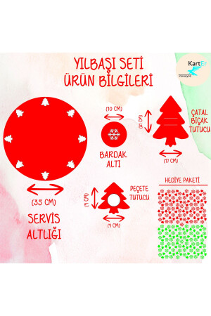 Yılbaşı Temalı Supla Seti, Yılbaşı Yemek Seti 6 Kişilik Kırmızı YSS331234 - 5