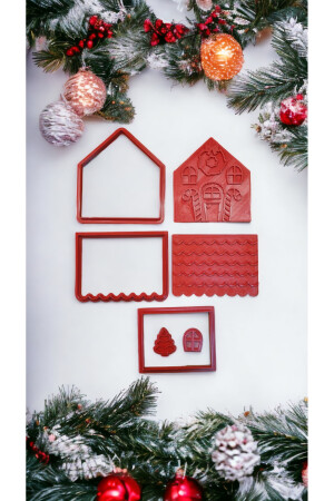 Yılbaşı Yeni Yıl Noel Kurabiye Evi Gingerbread House Kolay Yapım Kurabiye Kalıbı Seti Ve Glazür 100g S5569 - 5