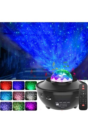 Yıldızlı Projektör Tavan Bulutsu Galaxy Lazer Işıklı Disko Topu Bluetooth Hoparlör Parti Led Lambası - 3