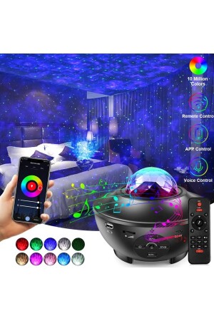 Yıldızlı Projektör Tavan Bulutsu Galaxy Lazer Işıklı Disko Topu Bluetooth Hoparlör Parti Led Lambası - 1