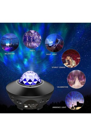 Yıldızlı Projektör Tavan Bulutsu Galaxy Lazer Işıklı Disko Topu Bluetooth Hoparlör Parti Led Lambası - 2