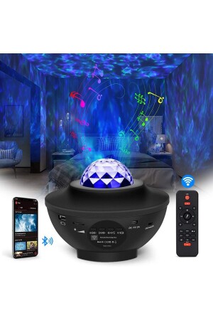 Yıldızlı Projektör Tavan Bulutsu Galaxy Lazer Işıklı Disko Topu Bluetooth Hoparlör Parti Led Lambası - 3