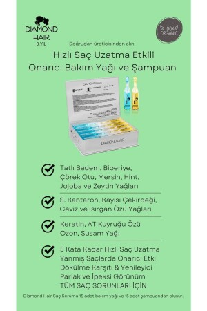 Yıpranmış- Geç Uzayan- Dökülen Saçlar 12 Bitkiden Seyreltilmemiş Keratin Bakım Yağı & Ozon Şampuan - 4