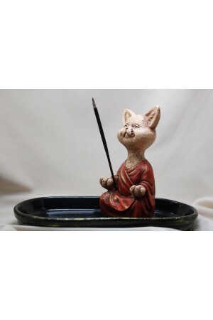 Yoga-Katzen-Räuchergefäß mit Katzenfigur, dekorative Figur, Skulptur, Geschenk, KH0034 - 7