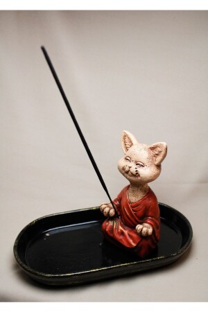 Yoga-Katzen-Räuchergefäß mit Katzenfigur, dekorative Figur, Skulptur, Geschenk, KH0034 - 1
