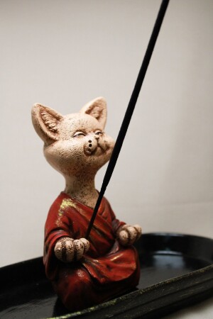 Yoga-Katzen-Räuchergefäß mit Katzenfigur, dekorative Figur, Skulptur, Geschenk, KH0034 - 3