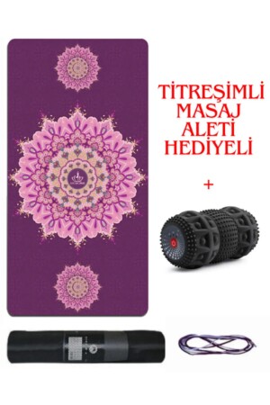 Yogamatte und Pilatesmatte 6 mm Teppich gemustert Lila TUSI-SUET - 1