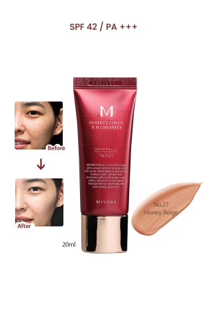 Yoğun Kapatıcılık Sunan BB Krem M Perfect Cover BB Cream Ex No: 27 ( 20 ml ) - 2