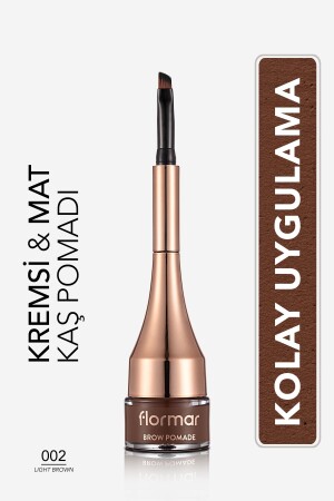 Yoğun Pigmentli Kalıcı Kaş Pomadı - Brow Pomade - 002 Light Brown - 8690604572199 - 2