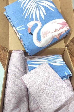 Young Flamingo Dusty Rose 4-teiliges Bettbezug-Set mit elastischen Laken für Einzelperson (100 x 200 cm) - 4