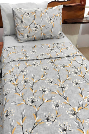Young Floral Grey 4-teiliges elastisches Bettlaken-Set für Einzelbett (100 x 200 cm) cndn-floral-grey - 2