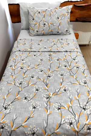 Young Floral Grey 4-teiliges elastisches Bettlaken-Set für Einzelbett (100 x 200 cm) cndn-floral-grey - 3