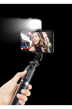 Youtuber Stand Triport Selfi Çubugu Uzaktan Kumandalı 2 Kademeli Işık MiniSelfi - 4