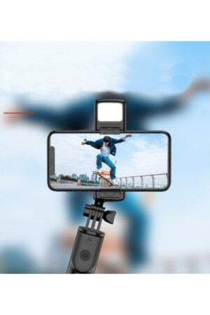Youtuber Stand Triport Selfi Çubugu Uzaktan Kumandalı 2 Kademeli Işık MiniSelfi - 5