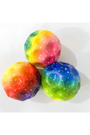 Yükseğe Zıplayan Delikli Bouncer Ball Süper Uzay Topu 1 Adet gökkuşağı renkleri - 2