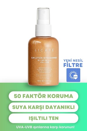 Yüksek Koruma Suya Dayanıklı Işıltılı -50 Faktör Güneş Kremi 100ml - 4