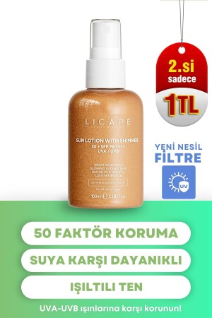 Yüksek Koruma Suya Dayanıklı Işıltılı -50 Faktör Güneş Kremi 100ml - 5