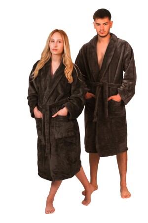 Yumuşak Dokulu Kahverengi Polar Sabahlık - Lucy And Home