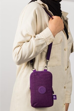 Yuppy Club Damen-Crossbody-Tasche, wasserfest, Crinkle-Mini-Handy-Geldbörse, Umhängeband, Lila, Yuppy2055 - Newish Polo