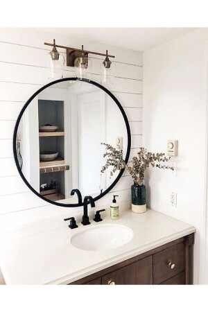 Yuvarlak Ayna 45 cm Siyah Dresuar Hol Koridor Duvar Salon Banyo Wc Ofis Çocuk Yatak Odası Boy - 1