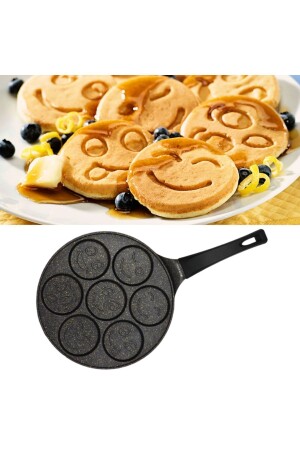 Yüz Emojoli Pankek Tava- Non-Stick 7 Gözlü Pankek Tavası 26 Cm - Evren